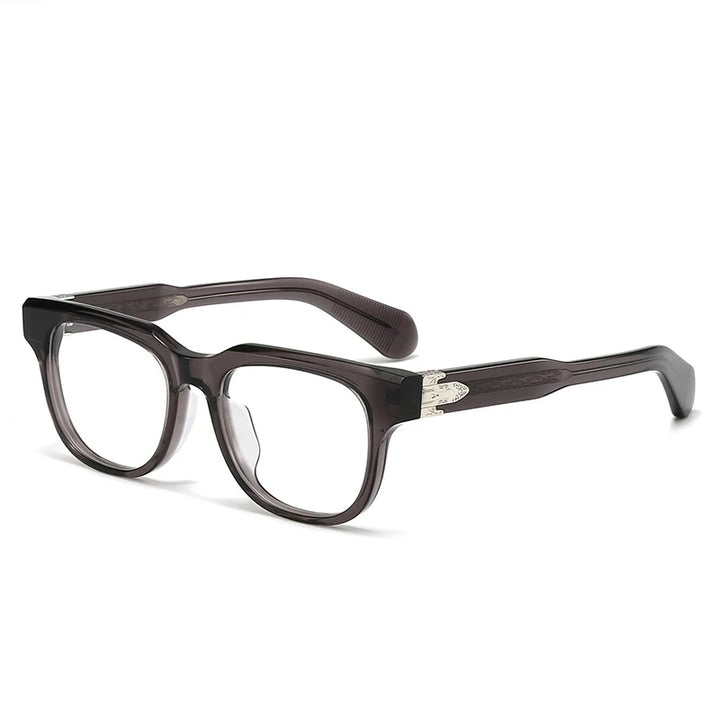 Black Mask Unisex Full Rim Square Thick Acetate Eyeglasses 30312 Full Rim Black Mask Gray  