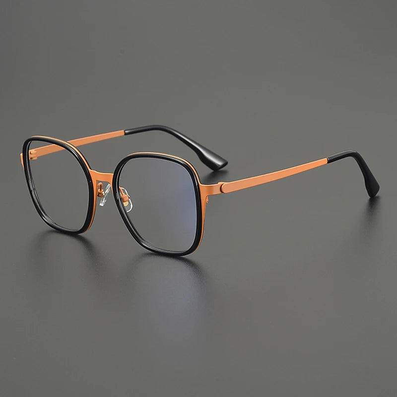 Nobler Unisex Full Rim Big Square Polygon Titanium Eyeglasses 48297