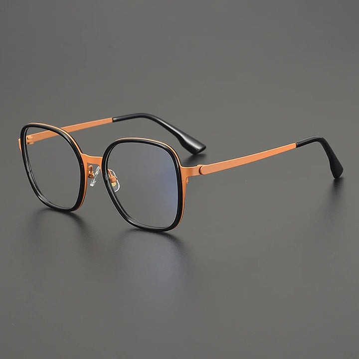 Nobler Unisex Full Rim Big Square Polygon Titanium Eyeglasses 48297