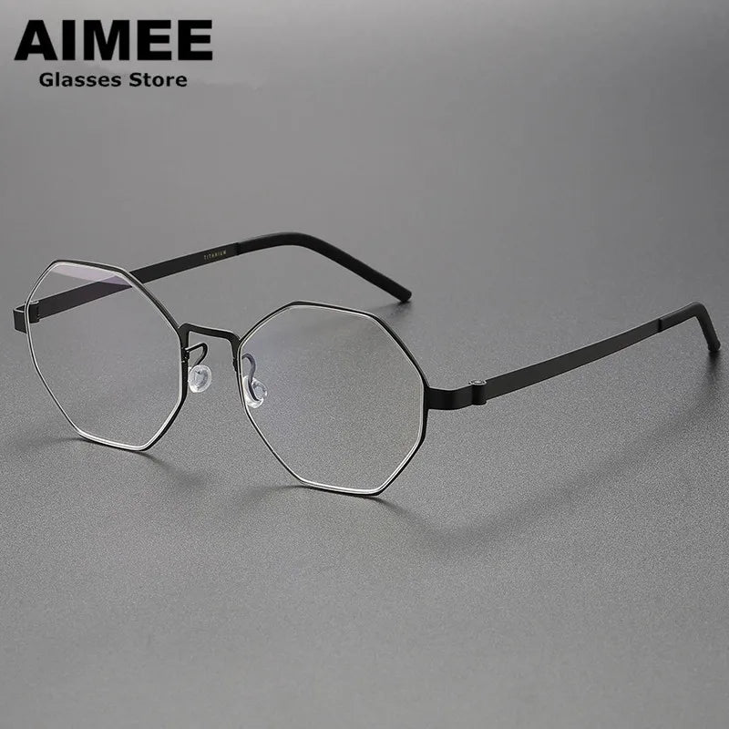 Aimee Unisex Full Rim Polygon Screwless Titanium Eyeglasses 9609 Full Rim Aimee   