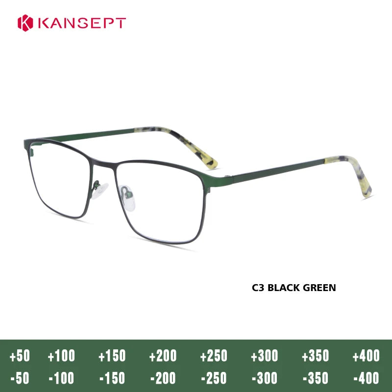 Kansept Unisex Full Rim Square Alloy Tr 90 Reading Glasses 74634