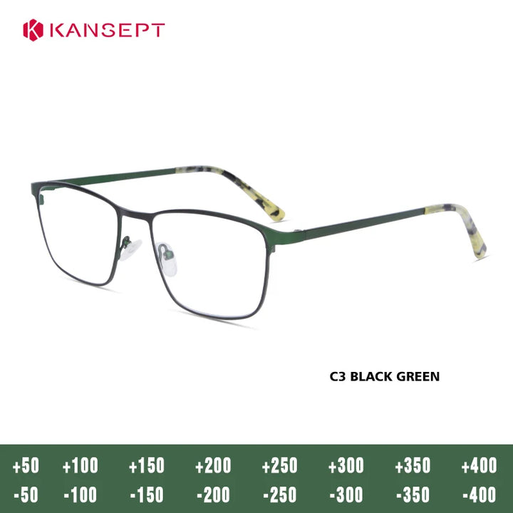 Kansept Unisex Full Rim Square Alloy Tr 90 Reading Glasses 74634