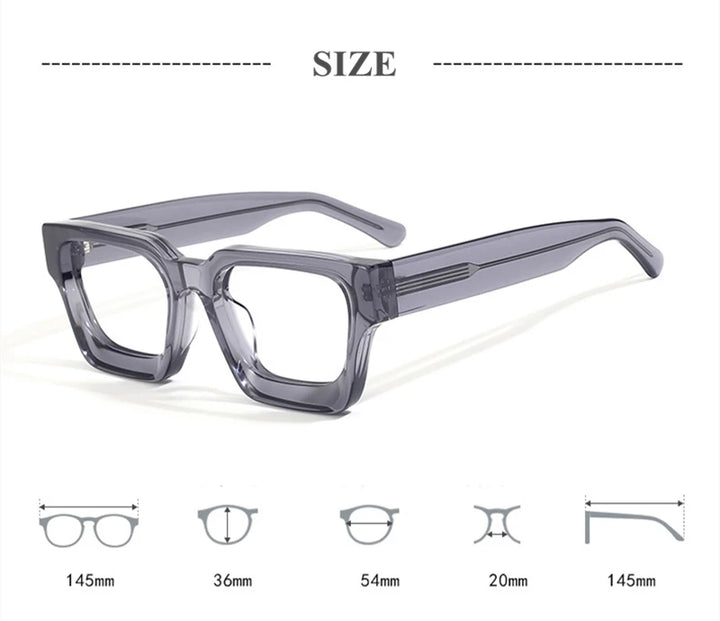 Black Mask Unisex Full Rim Square Brow Line Acetate Eyeglasses 71439