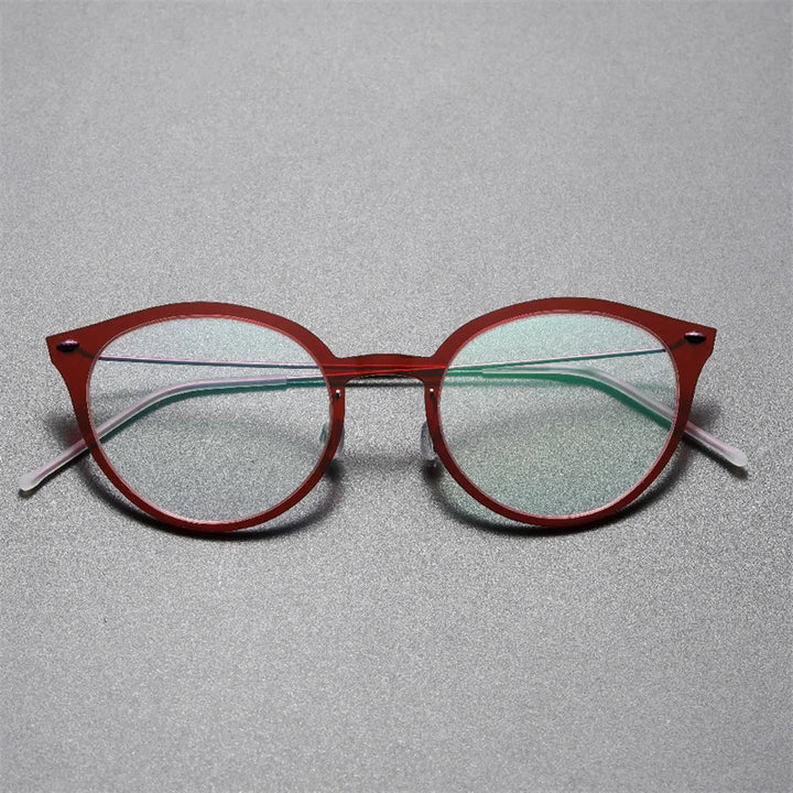 Aimee Women's Full Rim Cat Eye Acetate Titanium Eyeglasses 6548 Full Rim Aimee Red  