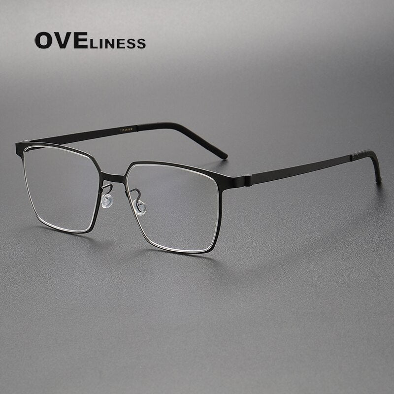 Oveliness Unisex Full Rim Square Titanium Eyeglasses 9637 Full Rim Oveliness black  