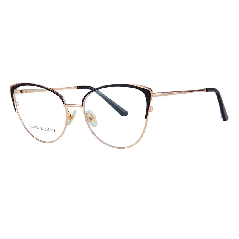 KatKani Women's Full Rim Cat Eye Alloy Eyeglasses 87166 Full Rim KatKani Eyeglasses Brown  