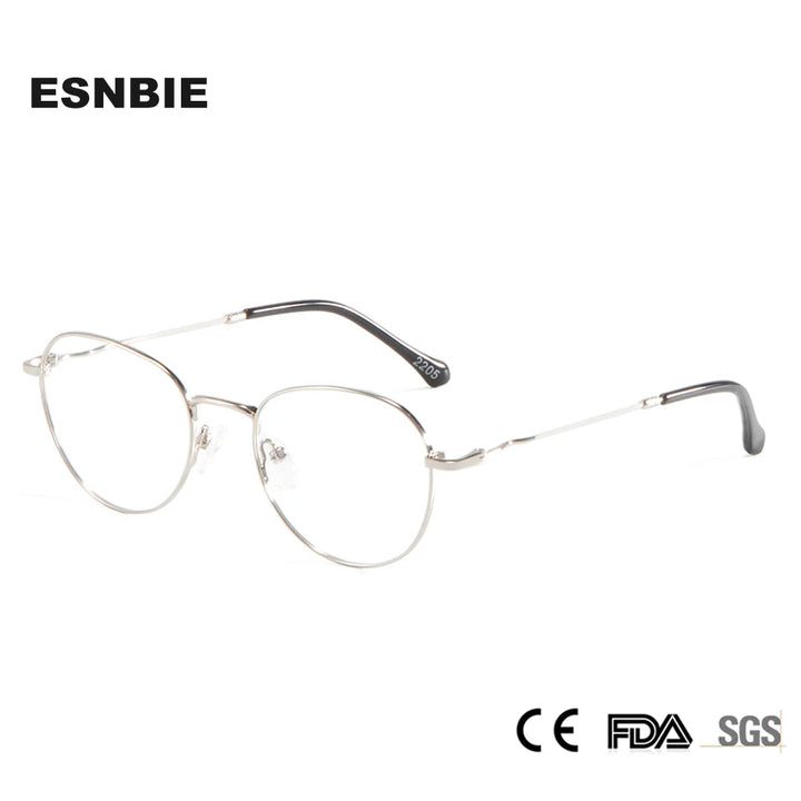 Esnbie Unisex Full Rim Round Alloy Eyeglasses 11471 Full Rim Esnbie   