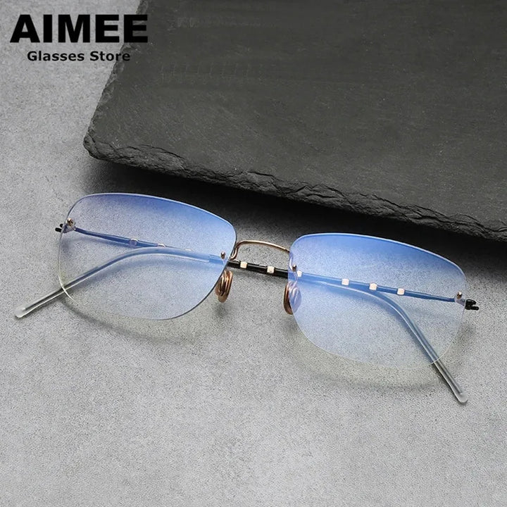 Aimee Unisex Rimless Square Titanium Eyeglasses 2130 Rimless Aimee   