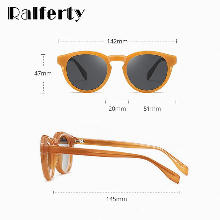 Ralferty Unisex Full Rim Round Acetate Eyeglasses Clip On Sunglasses 334203