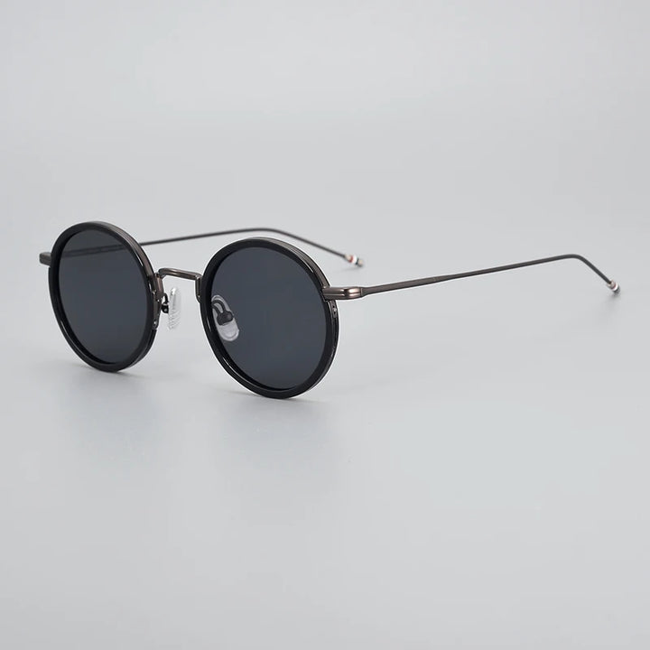 Black Mask Men's Full Rim Alloy Round Polarized Sunglasses X906 Sunglasses Black Mask Black-Gray As Shown 