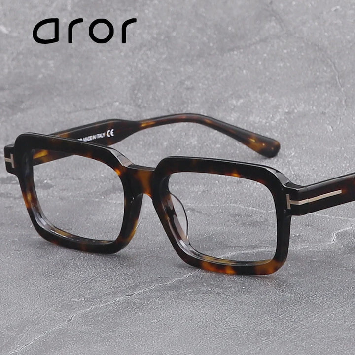 Aror Unisex Full Rim Brow Line Square Acetate Eyeglasses 45711 Full Rim Aror