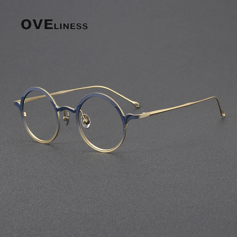 Oveliness Unisex Full Rim Round Titanium Eyeglasses 41099 Full Rim Oveliness Gradient blue