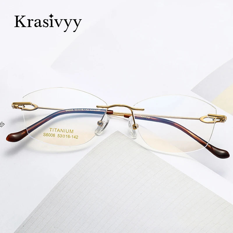 Krasivyy Women's Rimless Oval Titanium Eyeglasses 6006 Rimless Krasivyy   