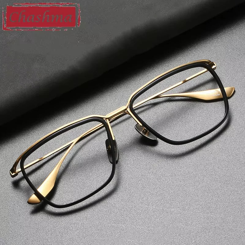 Chashma Ottica Men's Full Rim Square Titanium Acetate Eyeglasses 412106