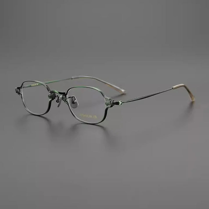 Gatenac Unisex Full Rim Small Square Titanium Eyeglasses Gxyj1216 Full Rim Gatenac Green  