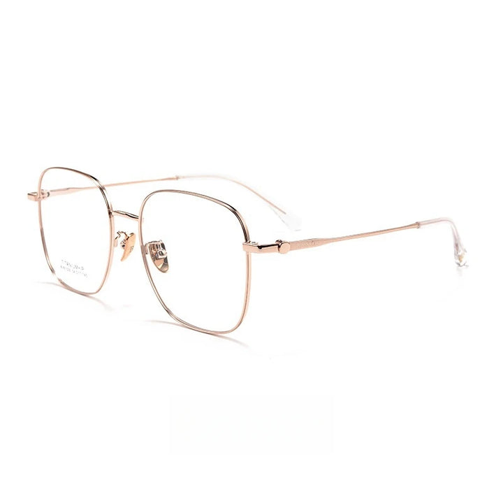 Yimaruili Unisex Full Rim Square Titanium Eyeglasses 61030 Full Rim Yimaruili Eyeglasses Rose Gold