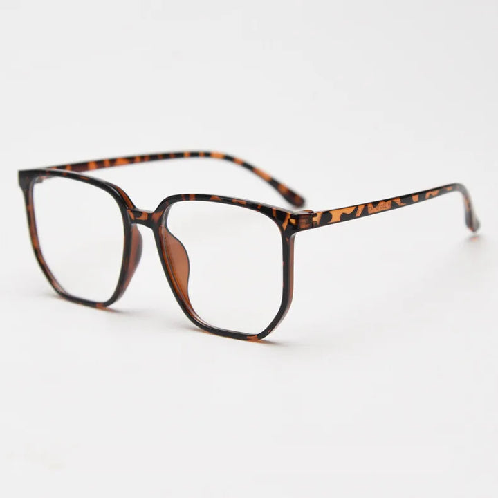 CCspace Unisex Full Rim Polygon Square Tr 90 Titanium Eyeglasses 30833 Full Rim CCSpace Leopard  