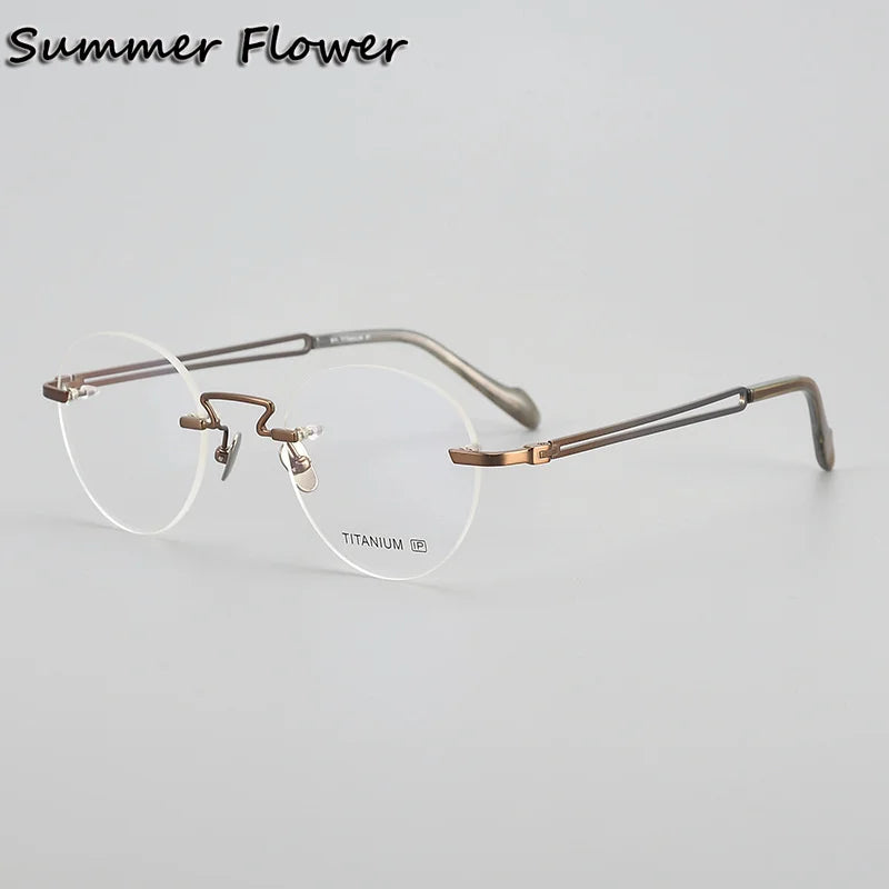 Summer Flower Women's Rimless Round Titanium Eyeglasses 619063