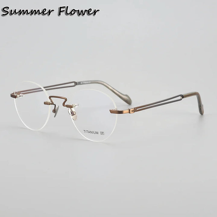 Summer Flower Women's Rimless Round Titanium Eyeglasses 619063