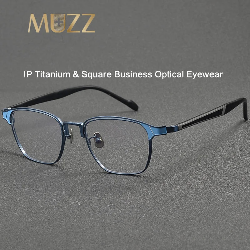 Muzz Men's Full Rim Square Titanium Eyeglasses 190064 Full Rim Muzz   