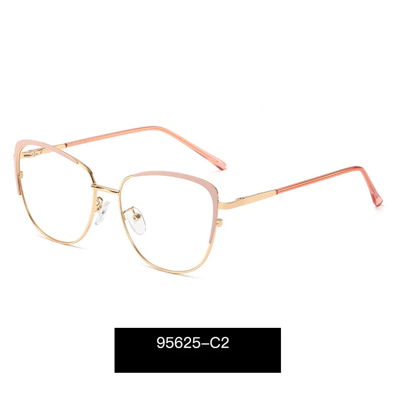 Handoer Women's Full Rim Round Cat Eye Alloy Eyeglasses 195625