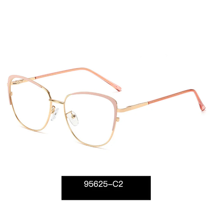 Handoer Women's Full Rim Round Cat Eye Alloy Eyeglasses 195625