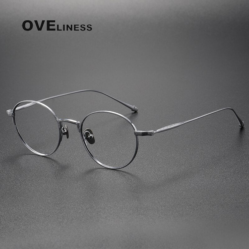Oveliness Unisex Full Rim Round Titanium Eyeglasses M3103 Full Rim Oveliness silver  
