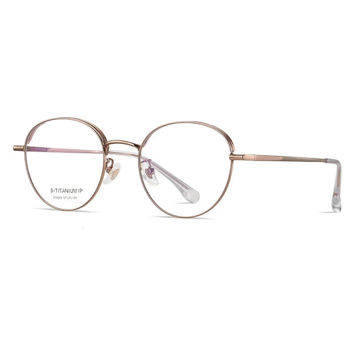 KatKani Unisex Full Rim Round Oval Titanium Alloy Eyeglasses 6226 Full Rim KatKani Eyeglasses Rose Gold  