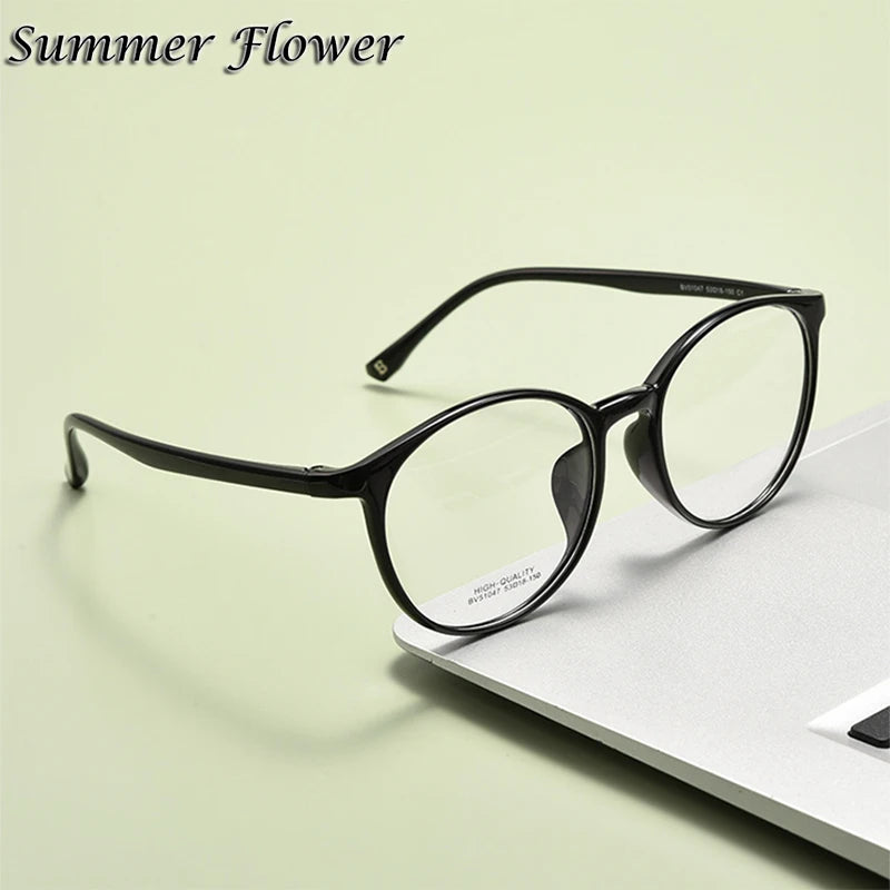 Summer Flower Women's Full Rim Round Tr 90 Titanium Eyeglasses 51047 Full Rim Summer Flower