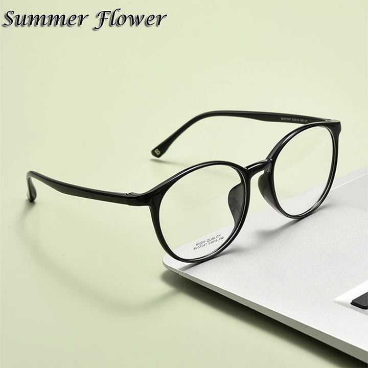 Summer Flower Women's Full Rim Round Tr 90 Titanium Eyeglasses 51047