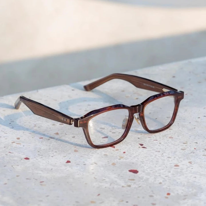 Black Mask Unisex Full Rim Square Acetate Titanium Eyeglasses 369003