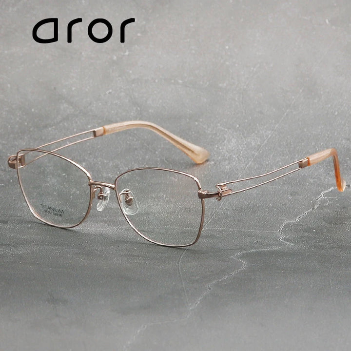 Aror Unisex Full Rim Square Cat Eye Titanium Eyeglasses 95232 Full Rim Aror