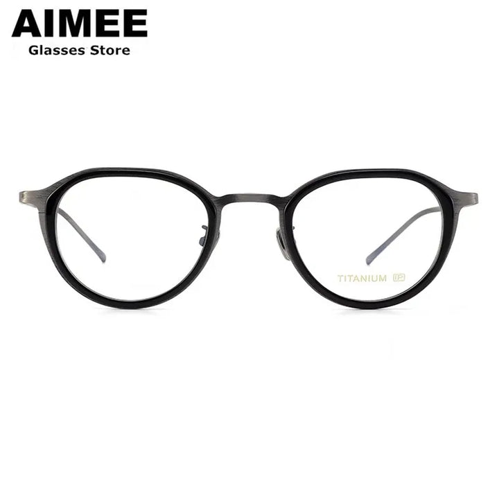 Aimee Unisex Full Rim Flat Top Oval Titanium Acetate Eyeglasses 10628 Full Rim Aimee   