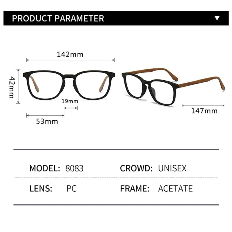 Hdcrafter Unisex Full Rim Square Oval Bamboo Wood Eyeglasses 48083 Full Rim Hdcrafter Eyeglasses