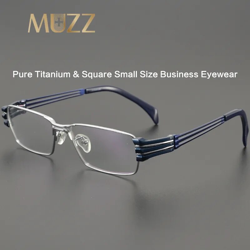 Muzz Men's Full Rim Small Square Titanium Eyeglasses 1191q Full Rim Muzz   