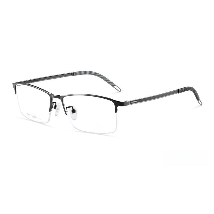 Yimaruili Men's Semi Rim Wide Front Square Alloy Eyeglasses Y34617 Full Rim Yimaruili Eyeglasses Black  