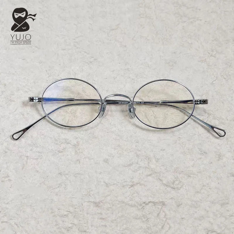 Yujo Unisex Full Rim Oval Pure Titanium Eyeglasses Classic — view 1 | Yujo at FuzWeb