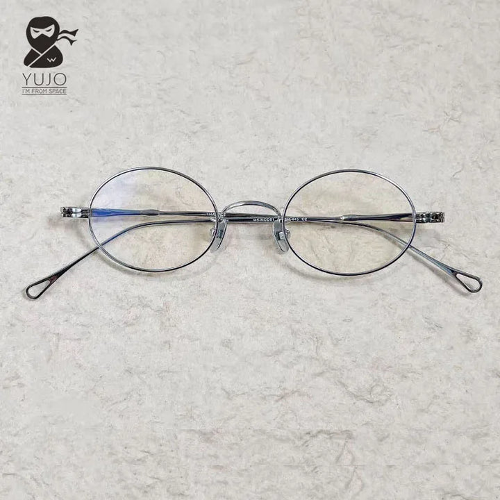 Yujo Unisex Full Rim Oval Pure Titanium Eyeglasses Classic — view 1 | Yujo at FuzWeb