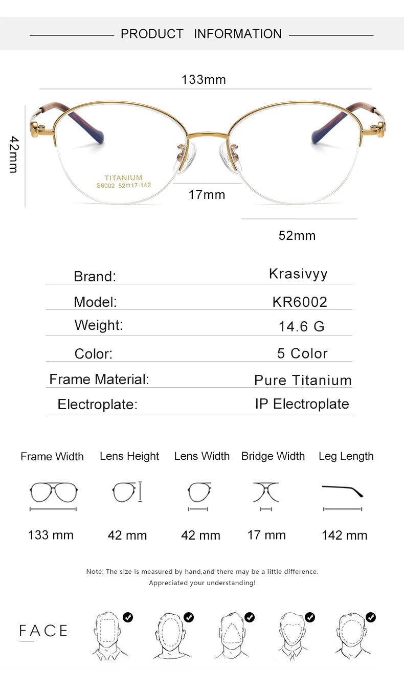 Krasivyy Women's Semi Rim Oval Round Titanium Eyeglasses 446002 Semi Rim Krasivyy   