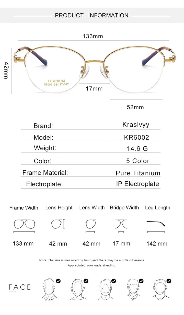 Krasivyy Women's Semi Rim Oval Round Titanium Eyeglasses 446002 Semi Rim Krasivyy   