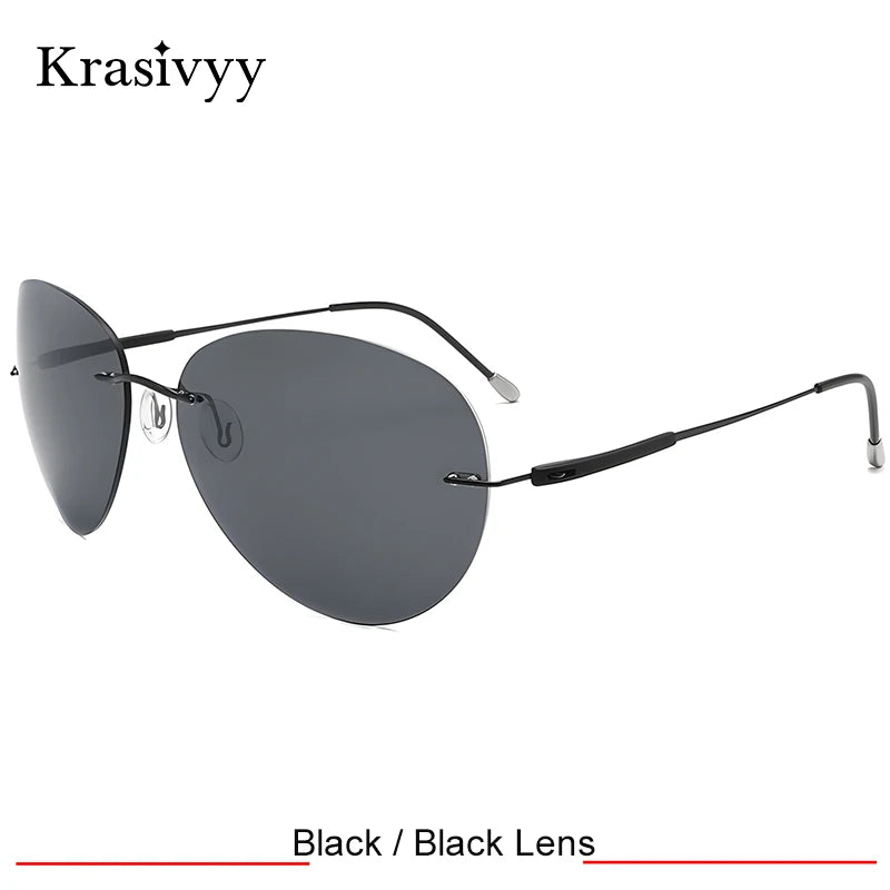 Krasivyy Men's Rimless Oval Tr 90 Screwless Titanium Sunglasses 426803