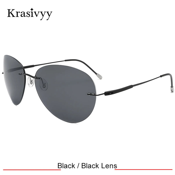 Krasivyy Men's Rimless Oval Tr 90 Screwless Titanium Sunglasses 426803