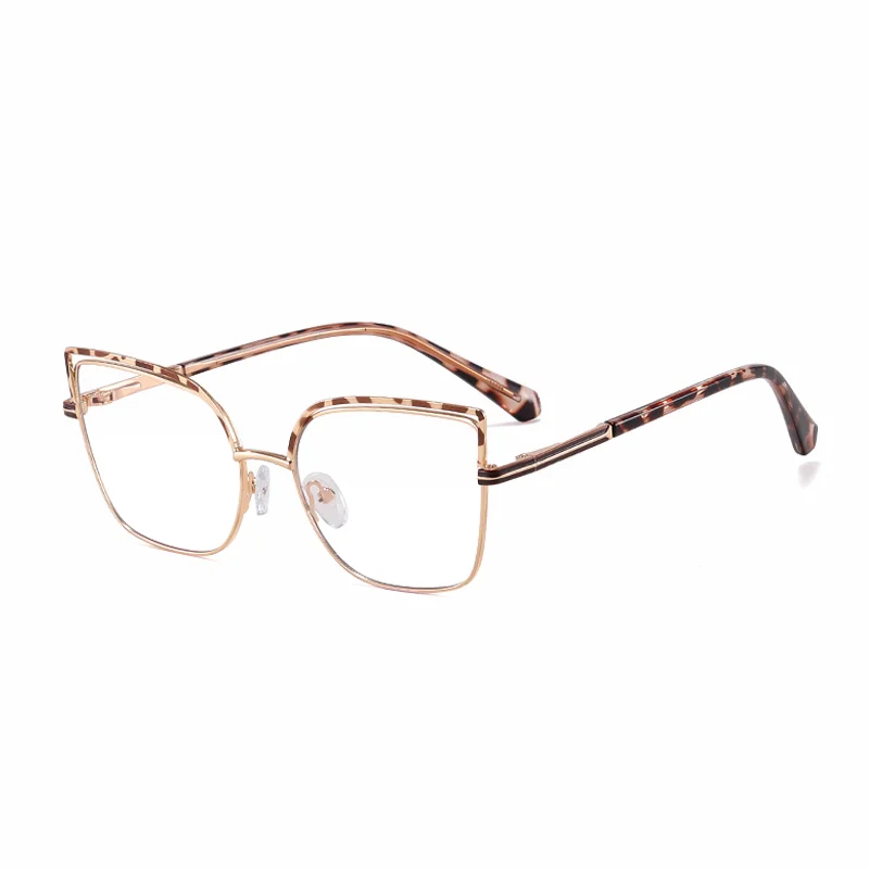 Ralferty Women's Full Rim Square Cat Eye Acetate Alloy Eyeglasses 82148 Full Rim Ralferty C5 Leopard CHINA 