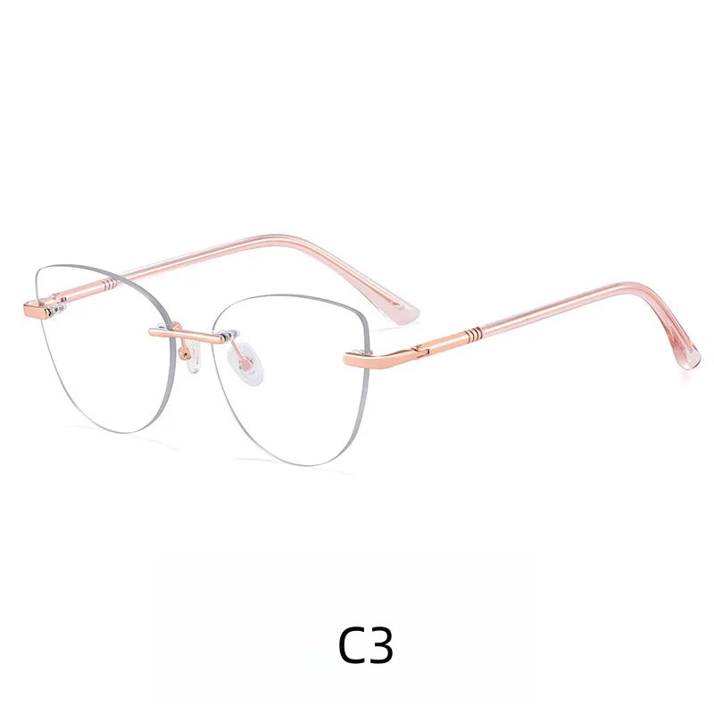 KatKani Women's Rimless Cat Eye Alloy Eyeglasses 83601 Rimless KatKani Eyeglasses C3  