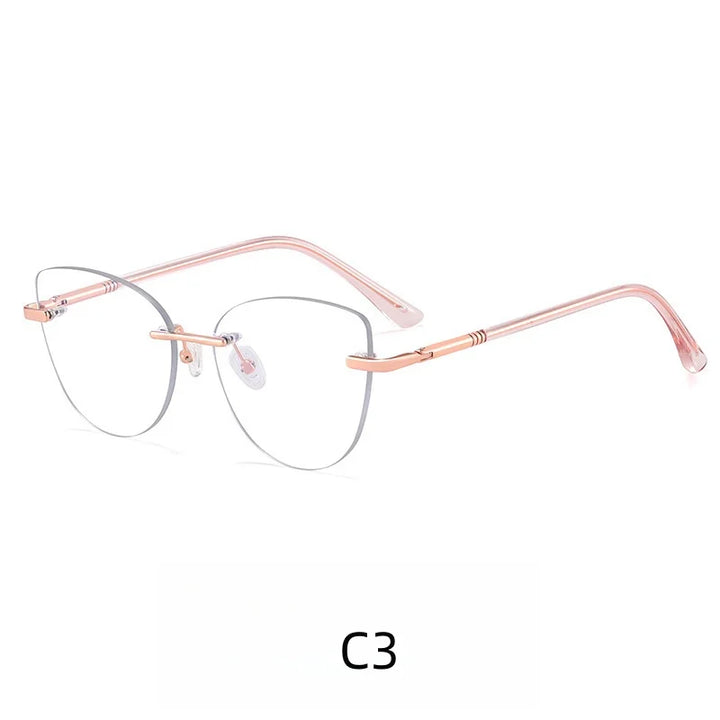 KatKani Women's Rimless Cat Eye Alloy Eyeglasses 83601 Rimless KatKani Eyeglasses C3  