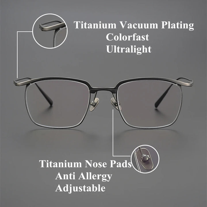 Black Mask Men's Full Rim Square Titanium Eyeglasses D137a Full Rim Black Mask   