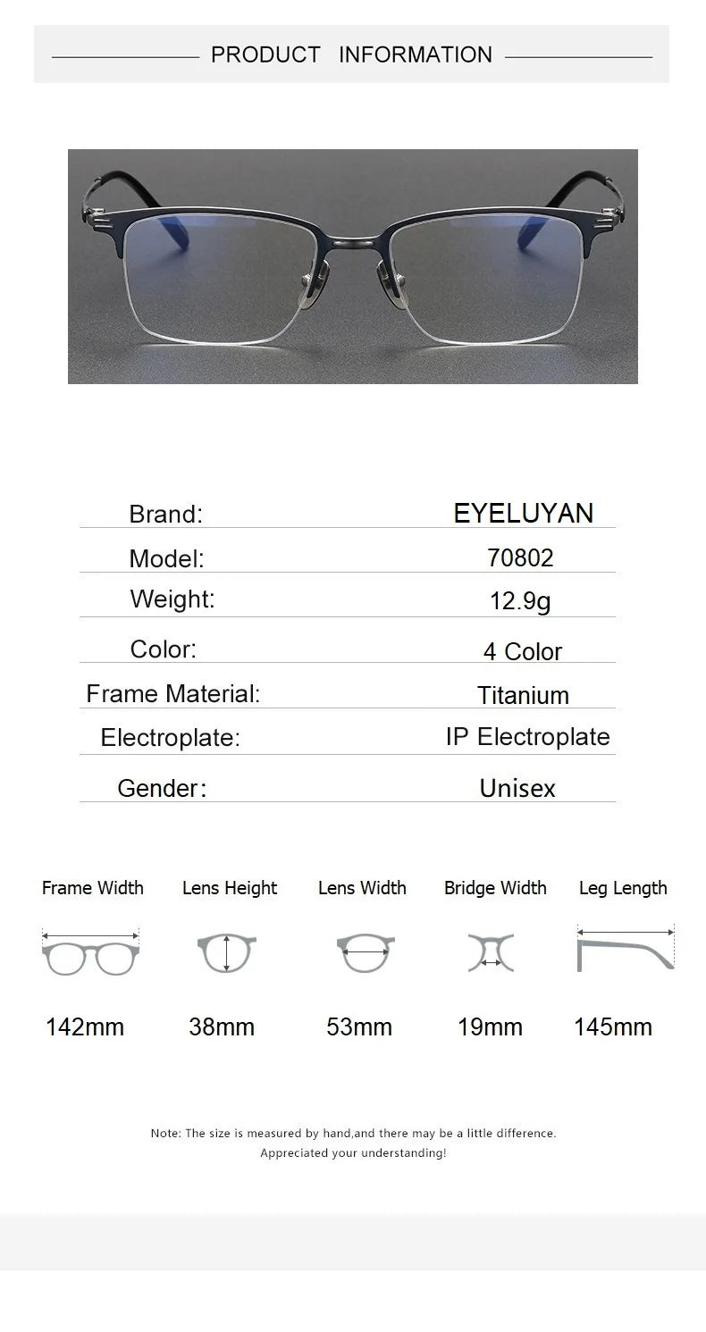 Eleccion Unisex Semi Rim Square Titanium Eyeglasses 74802 Semi Rim Eleccion