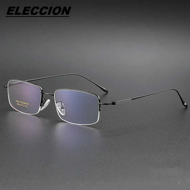 Eleccion Unisex Semi Rim Square Titanium Eyeglasses 8093 Semi Rim Eleccion Black CHINA