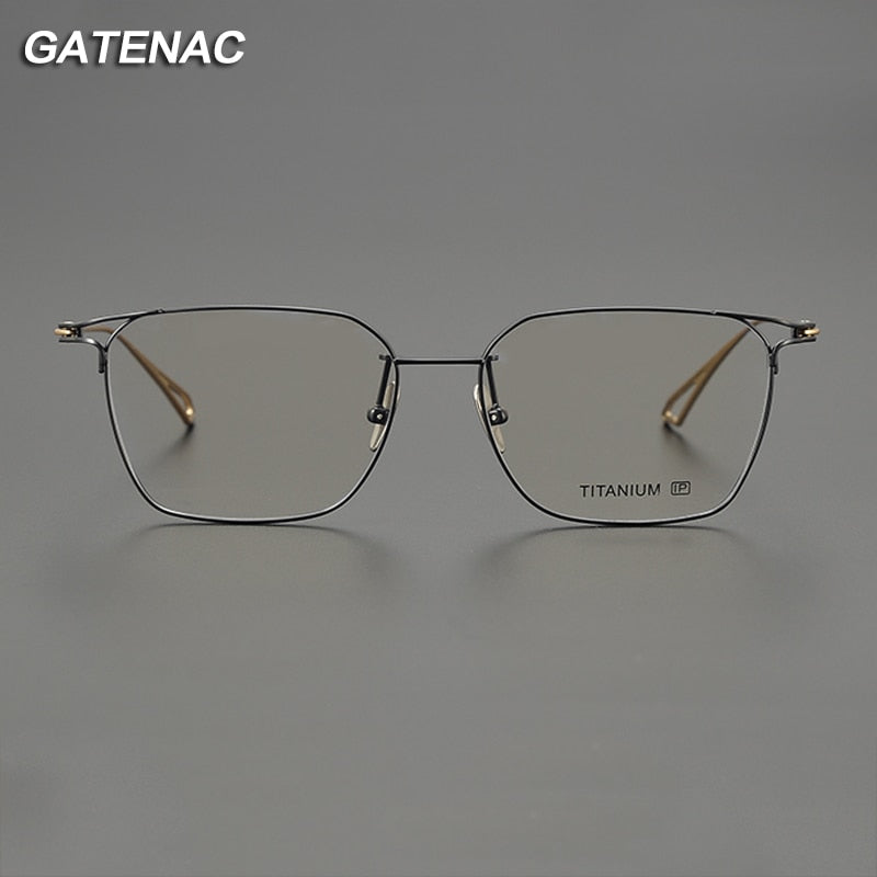 Gatenac Men's Full Rim Big Square Titanium Eyeglasses Gxyj1063 Full Rim Gatenac   