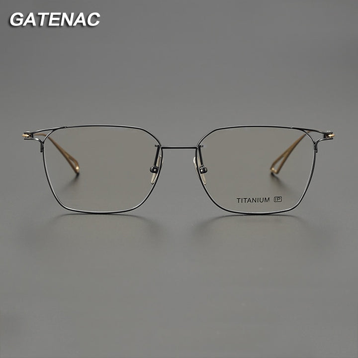 Gatenac Men's Full Rim Big Square Titanium Eyeglasses Gxyj1063 Full Rim Gatenac   